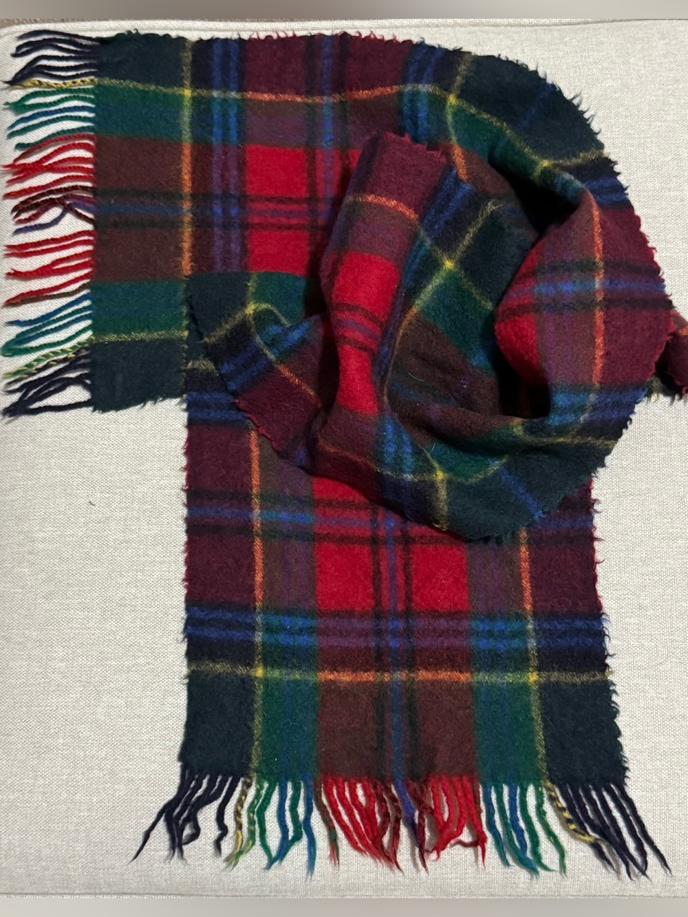 Vintage Wool Scarf-Scottish Plaid Red/Green/Blue/Yellow-Unisex